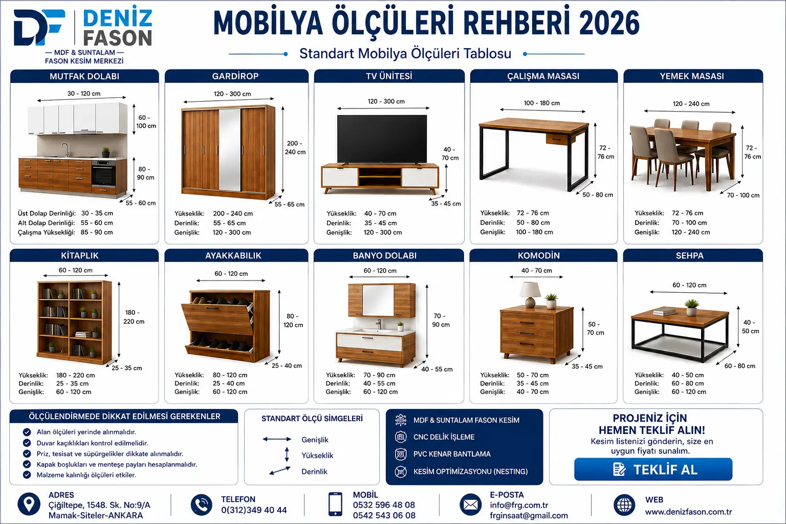 mobilya ölçüleri